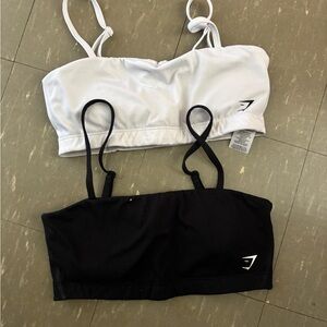 White and Black Gymshark Sports Bras